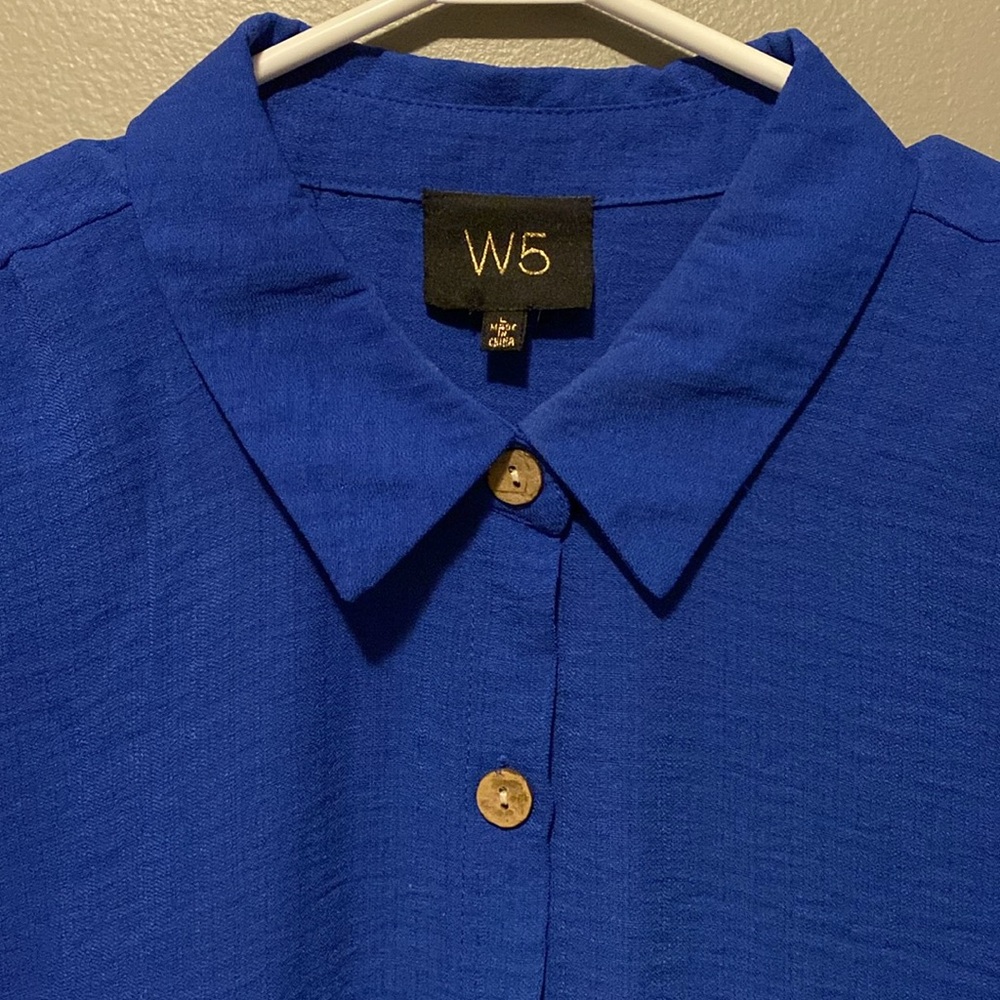 Anthropologie W5 Cobalt Blue Short Sleeves Tie-up